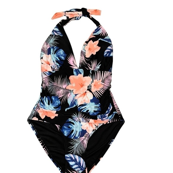 DKNY One Piece Swimsuit Floral Size small S tummy control SPF protection​​​​​​ - Picture 4 of 7